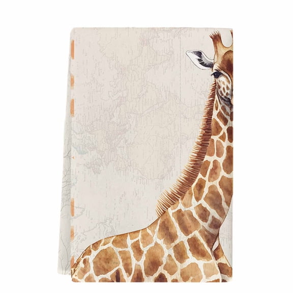Dish Towels, Vintage Watercolor Absorbent Kitchen Towels 1 PC, Giraffe Texture Microfiber Hand Towels Dish Cloths Tea Towels for Home  Bathroom,18X28-Inch, Brown