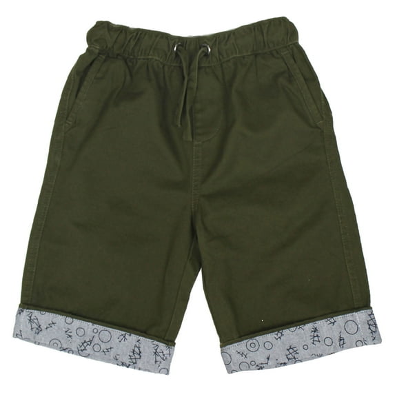 Bienzoe Boy's Cotton Twill Elastic Waist Shorts Green Size 12