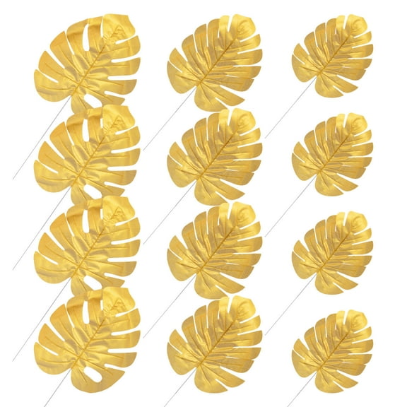 FRCOLOR 12pcs Decorative Gold Leaf for Wedding Table Decoration and Home Decoration with Simulation Plant Design