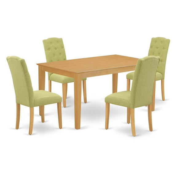East West Furniture Dining Room Set Oak, CACE5-OAK-07