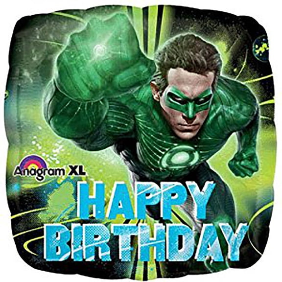 18 inch Green Lantern Happy Birthday Foil Mylar Balloon - Party Supplies Decorations