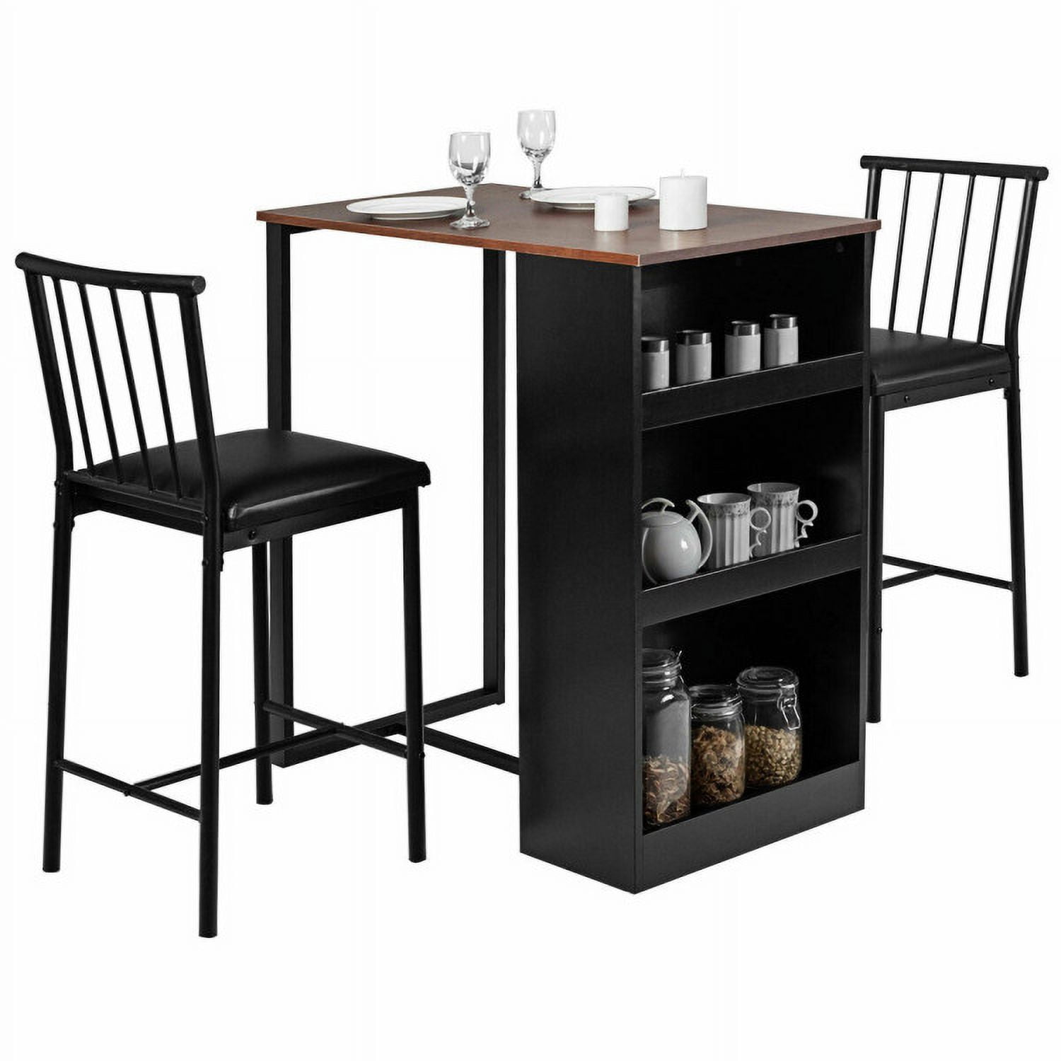 Finihen Dining Set, Dining Table Set, 3 Piece Counter Height Pub, for Home, Restaurant, Brown Finihen Dining Set, Dining Table Set, 3 Piece Counter Height Pub, for Home, Restaurant, Brown