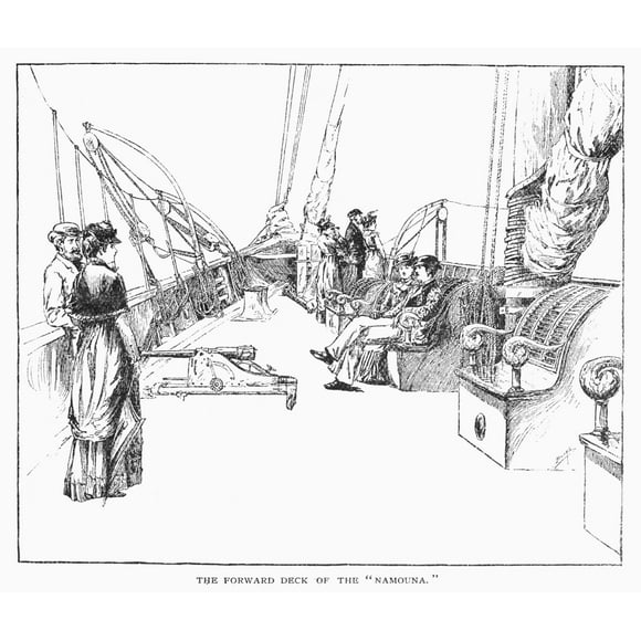 Voilier à Vapeur, 1882. /forward Deck Of The Steam Yacht 'Namouna.' Ligne Gravure, 1882. Affiche Imprimée par (24 x 36)