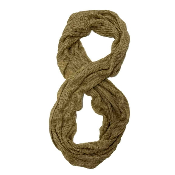 Womens Golden Tan Loop Knit Infinity Eternity Sparkle Scarf Envision Studio