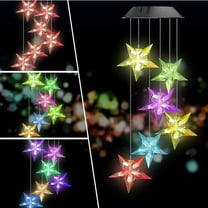 Solar Wind Chime Light, EpicGadget Solar Powered Color Changing LED Hanging Star Wind chime Light for Outdoor Indoor Gardening Yard Pathway Decoration (Clear Star)