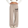 thumbnail image 4 of ITSAME Girls Wide Leg Sweatpants Bow Print High Waisted Loose Fit Fall Winter Casual Trousers with Pockets Size 11, 4 of 6