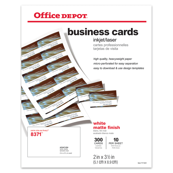 Office Depot Matte Business Cards, 2in. x 3 1/2in., White, Pack Of 300