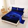 thumbnail image 2 of Manfei Speed Car Queen Sheets,Navy Blue Neon Light Print Queen Sheet Sets,4 Pieces,1 Flat Sheet, 1 Fitted Sheet and 2 Pillowcases, 2 of 6