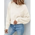 thumbnail image 2 of YOGAFOX Women Casual Oversized Cable Knit Long Sleeve Pullover Sweater Beige S, 2 of 5