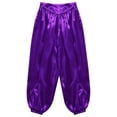 thumbnail image 5 of iiniim Kids Girls Satin Belly Dance Harem Wide Leg Trousers Palazzo Pants Bloomer Dancewear Purple 14, 5 of 7