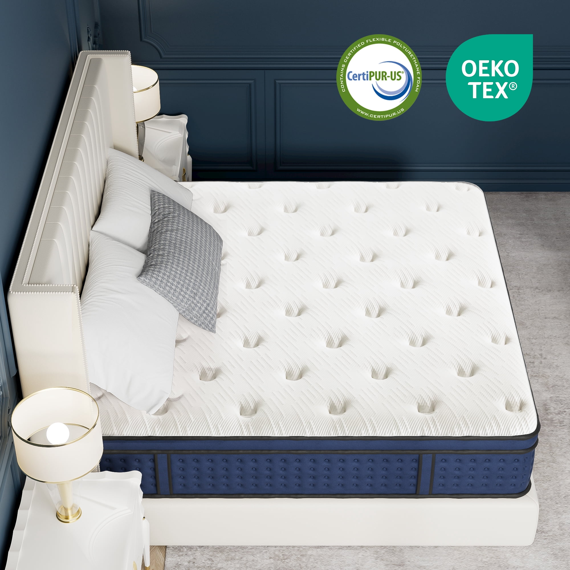 Surlunkeys 14 inch King Size Mattress in a Box, Gel Memory Foam Hybrid Mattress Medium Firm with Pocket Coils for Pressure Relief