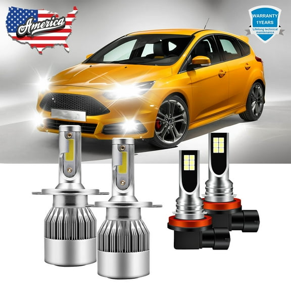 LED Headlight Kit For Nissan Versa 2007-2019 6000K White High/Low Beam   Fog Light Bulbs 4PC