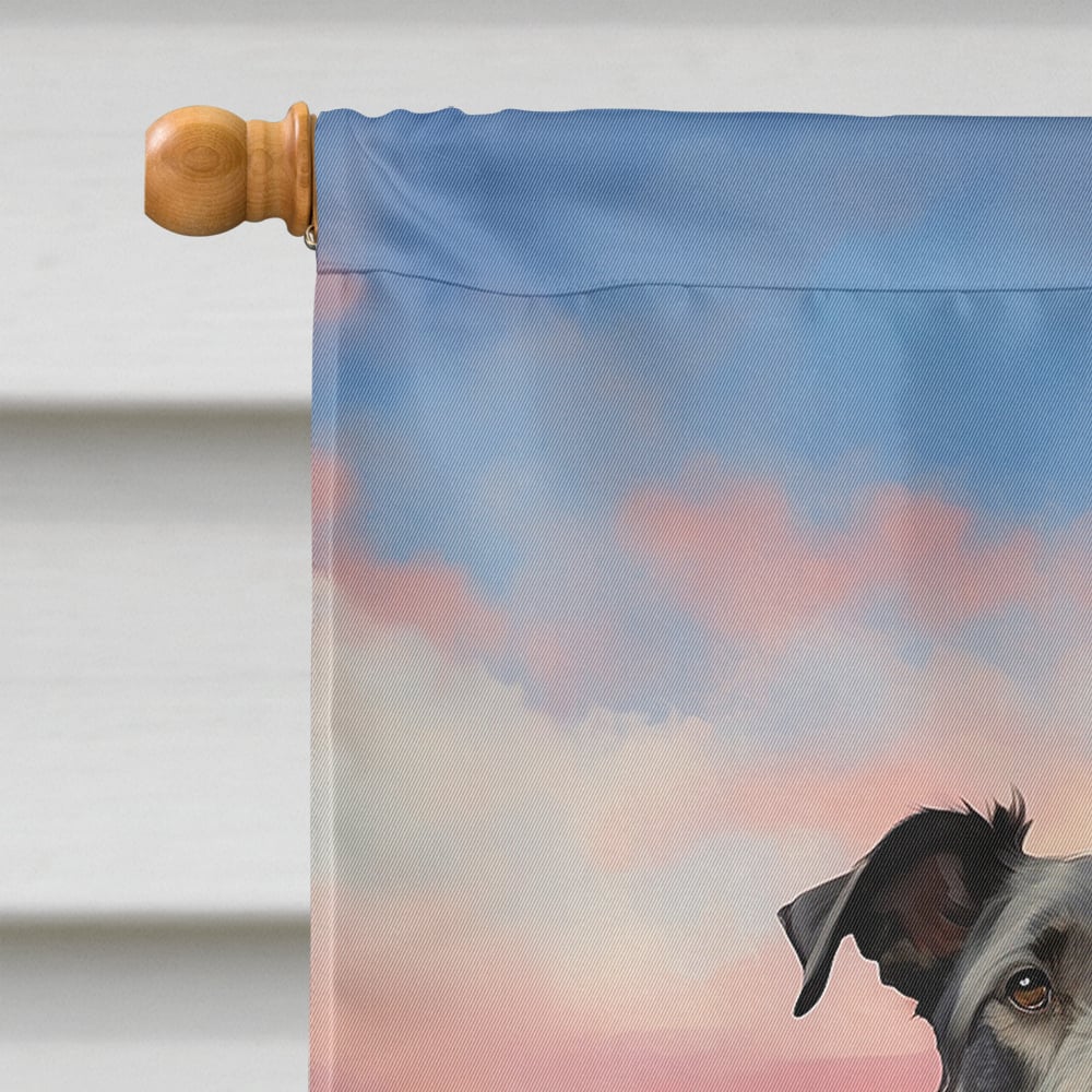 Scottish Deerhound Two Hearts House Flag 28 in x 40 in