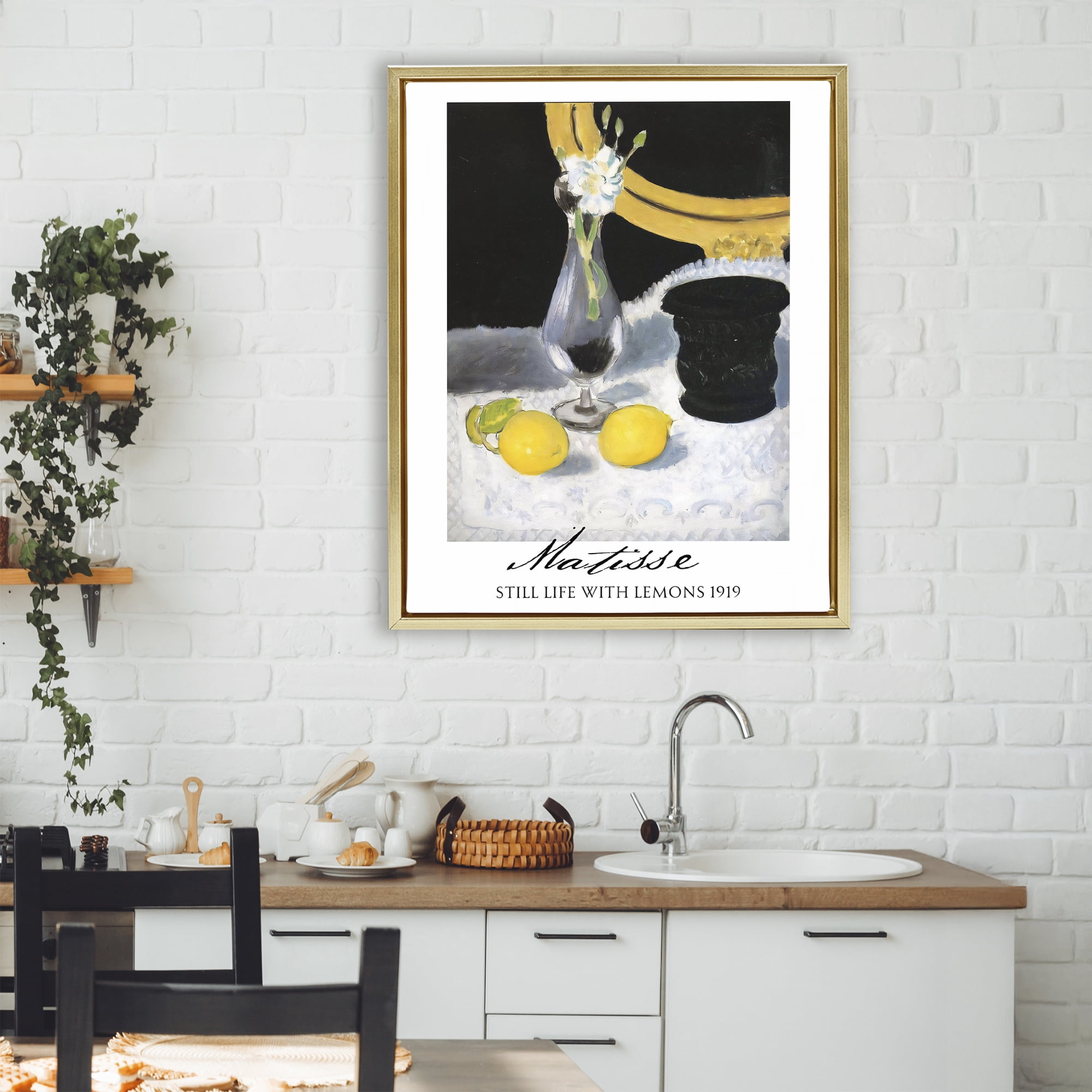 Stupell Industries Matisse Still Life Lemons Gold Framed Floater Canvas Wall Art, design by Vintage Hustle