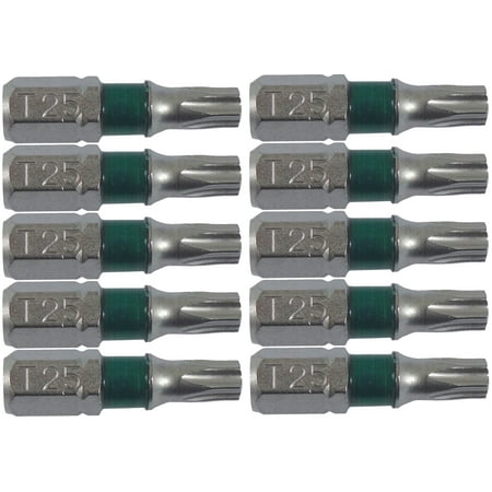 

T25 (T-25) Torx/Star Driver Bit - High Quality Color Coded T25 x 1 Torx/Star Drive Bit for Screws and Fasteners Requiring T25 (T-25) Size Bits - 10 PACK