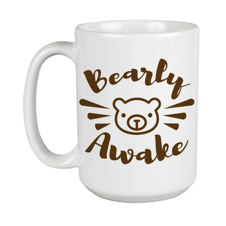 

Bearly Awake White Ceramic Bear Pun Coffee & Tea Mug Cup (15oz)