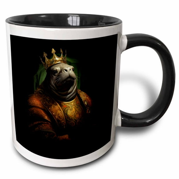 3drose, the Manatee King, 15oz Two-tone Black Mug