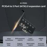 ACASIS PCIe 3.0 x4 to 5 Port SATA 3.0 Expansion Card with JMB585 Chip for 6Gbps Hot-Swap Storage and Boot Drive