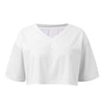 thumbnail image 4 of RUTAYY Women's T-Shirt Solid Color V-Neck Athletic Casual Short Sleeve Streetwear Lightweight Tops Fashion Beach Tees, 4 of 5