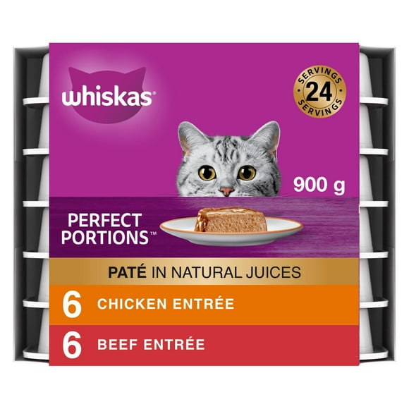 Whiskas Perfect Portions Meaty Selections Paté Adult Wet Cat Food, 12x75g