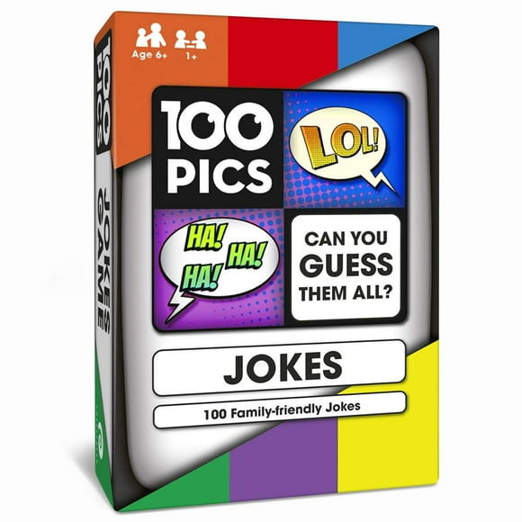 100 PICS Jokes Game | Kids Games | Card Games & Fun Travel Games | Toys & Games | Card Games for Adults and Kids | Family Games | Beach Games | Word Games | Kids Travel | Ages 5+