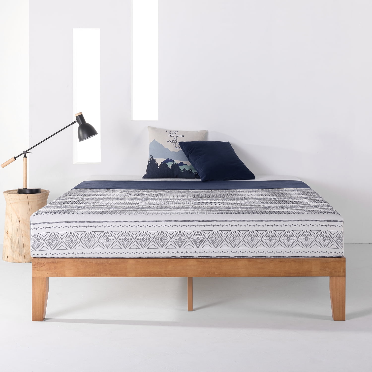 Best Price Mattress 12 Inch Classic Solid Wood Platform Bed Frame 