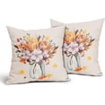 thumbnail image 6 of Autumn Fall Leaves Floral Pillow Covers 20X20 in Orange Maple Leaf Vase Couch Pillow Cases Pink Flower Thanksgiving Decorative Throw Pillows Set of 2 Rustic Home Decor for Room Couch Porch Patio, 6 of 6