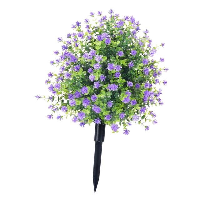 Arbustos de árboles topiarios artificiales Plantas falsas para exteriores con arbustos con estacas de tierra para Violeta