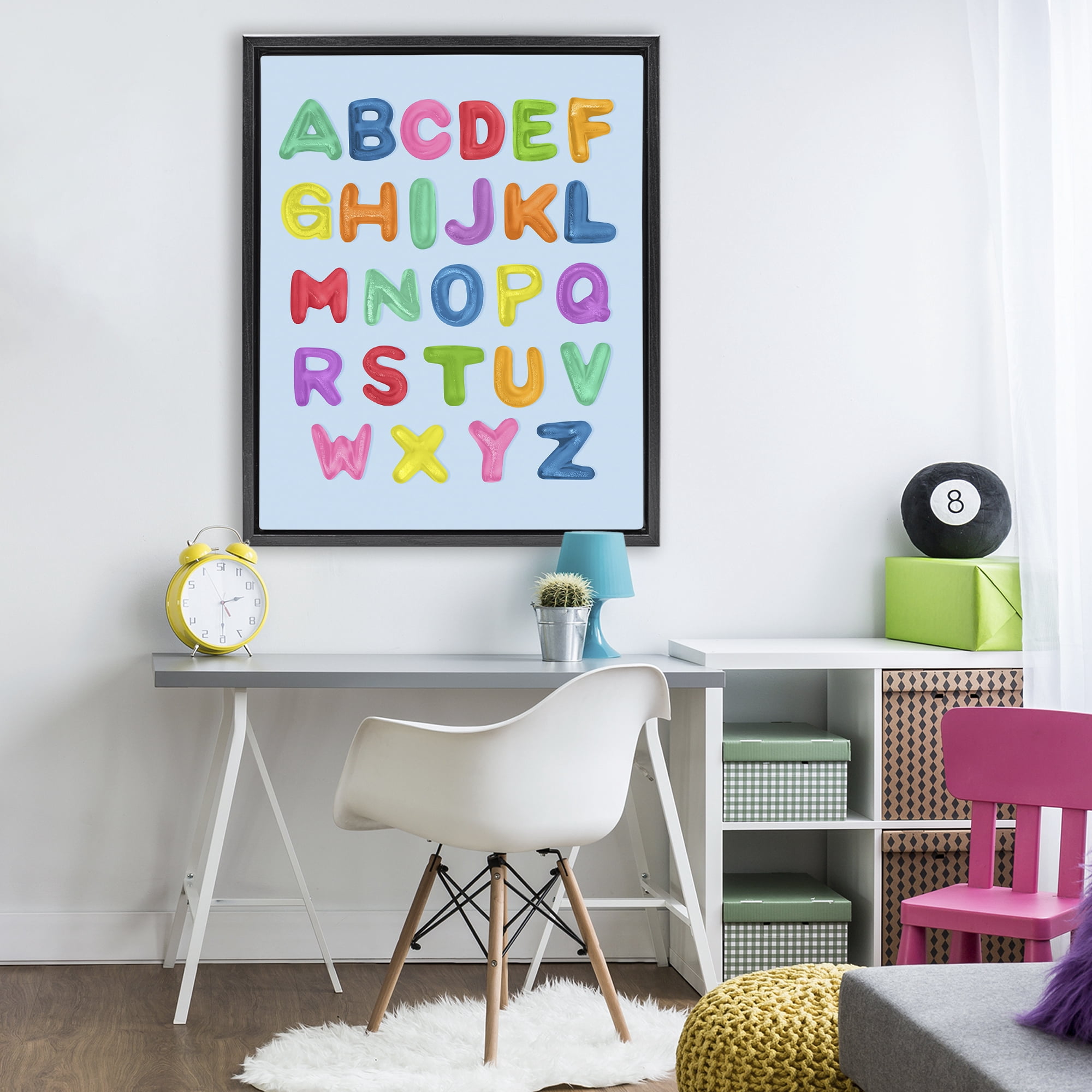 Stupell Industries Gummy Candy Alphabet Black Framed Floater Canvas Wall Art, design by LISH Creative