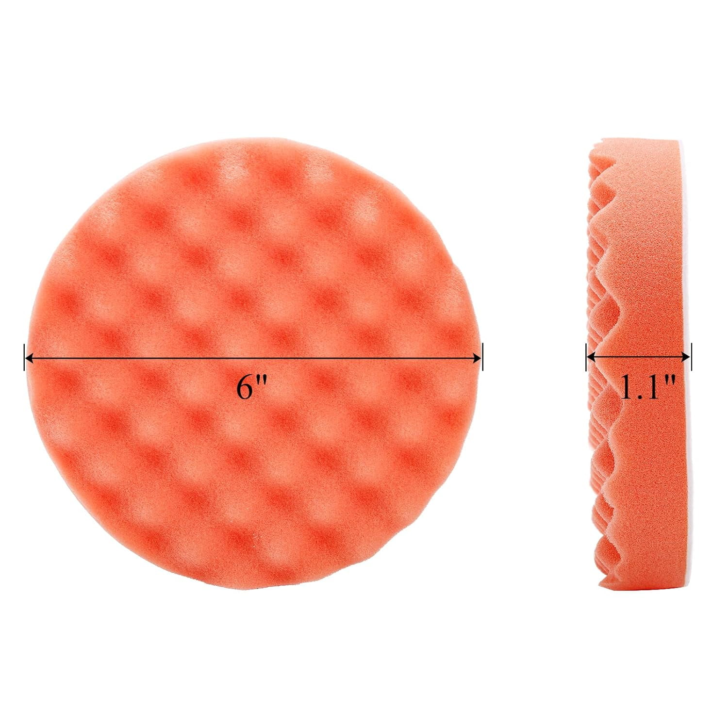 ABPETE  8 Pack 6" Buffing Polishing Pads Waffle Buffing Pads, Orange Microfiber Buffing Pads Cutting Polishing Pad, Foam Polish Pad for Car Buffer Polisher Compounding, Polishing and Waxing
