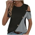 thumbnail image 2 of SELONE Cold Shoulder Tops for Women Summer Short Sleeve Tops Blouses Regular Fit T Shirts Pullover Tees Tops Abstract Print T-Shirts Crew Neck Tops Casual Blouses Button Up Button Down T Shirts Gray M, 2 of 8