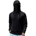 thumbnail image 2 of Men's UPF 50+ Sun Protection Hooded Shirt with Face Cover, Lightweight Long Sleeve Uv Shield Fishing Hoodie Quick Dry Fishing Sun Shirt Black S, 2 of 5