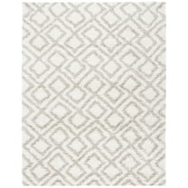 SAFAVIEH Arizona Briella Geometric Shag Area Rug, Ivory/Beige, 6'7" x 9'2"