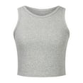 thumbnail image 4 of Women's Sleeveless Tank Top Crew Neck Ribbed Knit Baisc Top Elastic Solid Color Casual Slim Fit Summer Shirt Tees, 4 of 8