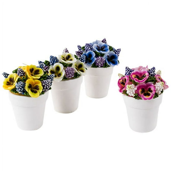 One Hundreds Eighty Degree Potted Flower Candle 4.75 inch with Cello Bag - Assorted Color