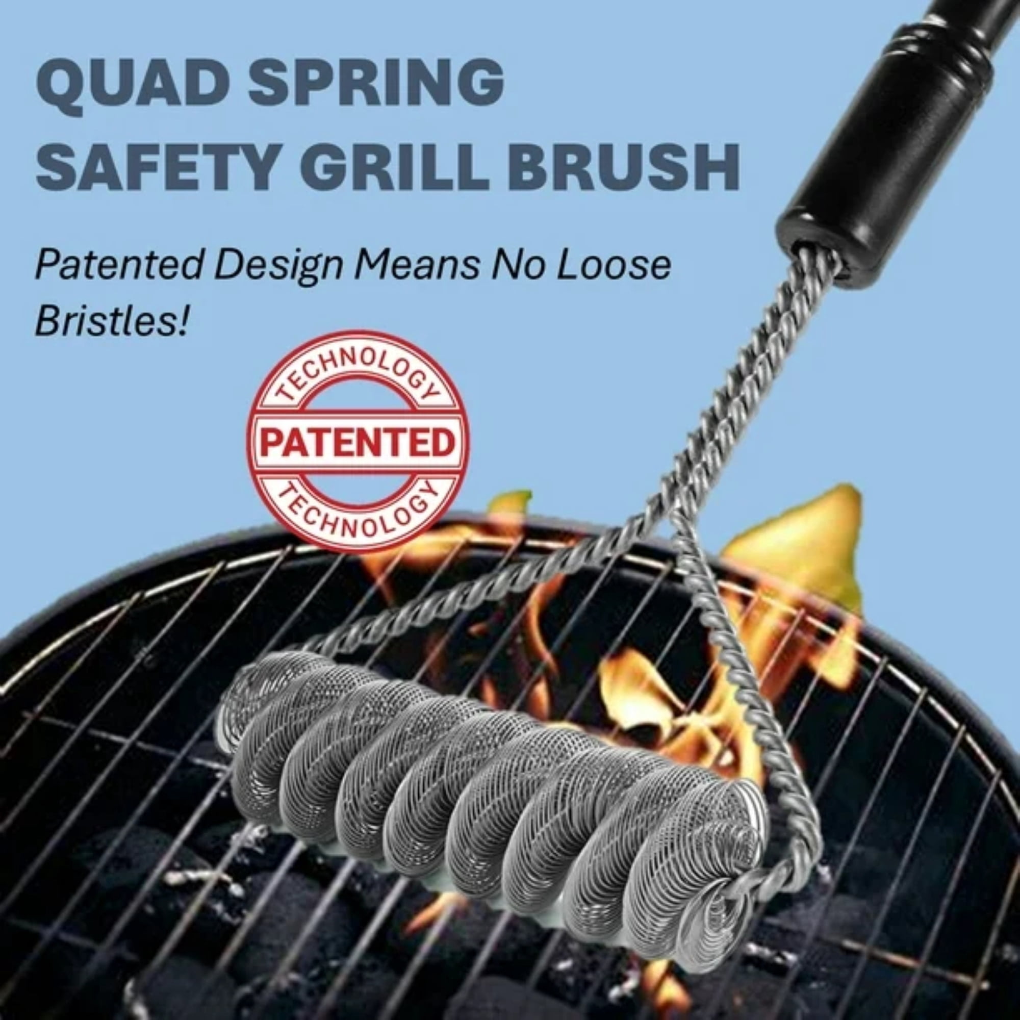 Brushtech 16 inch Safety Grill Brush, Stainless Steel, Bristle Free