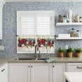 thumbnail image 6 of Christmas Kitchen Curtains and Valances Set, Rod Pocket Curtains Tier Farmhouse Window Curtains 24 Inch Length, Xmas Poinsettia Berry Cone Leaves Ball Retro 3 Piece Kitchen Curtains Set, 6 of 6