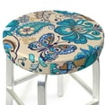 thumbnail image 3 of Haiem Vintage Floral Butterflies Cushion Round Bar Chair Seat Cover Bar Chair Cushion Covers Elastic Washable Bar Chair Cover,Protects from Scratches and Stains-13 inch, 3 of 7