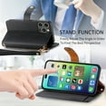 thumbnail image 6 of Wallet Case for iPhone 14 Pro Max Women Men, Durable PU Leather Magnetic Flip Lanyard Strap Wristlet Zipper Card Holder Kickstand Wallet Phone Case Cover Full Body Protection, Black, 6 of 10