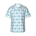 thumbnail image 2 of Picia Blue and White Squares Gentle Cotton Regular Fit Short Sleeve Casual Hawaiian Shirt for Men-Medium, 2 of 9