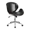 Offex Mid-Back Wood Swivel Conference Room Chair in Leather