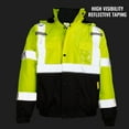 thumbnail image 3 of Men's ANSI Class 3 High Visibility Bomber Safety Jacket, Waterproof - Lime / 3XL, 3 of 7