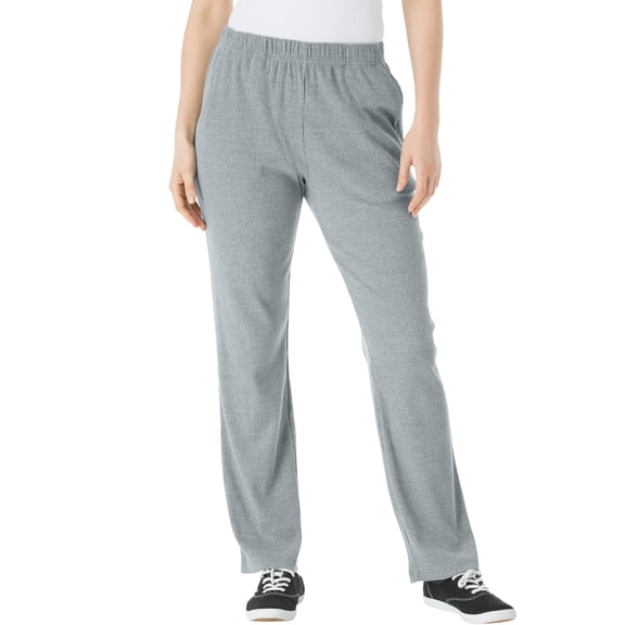 Woman Within Plus Size 7-Day Knit Ribbed Straight-Leg Pull-On Pants