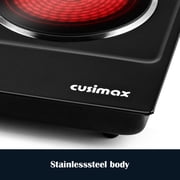 CUSIMAX 1800W Electric Hot Plate, Portable Infrared Double Burner Cooktop, Ceramic Glass Countertop Stove, Electric Griddle Skillet Grill for Cooking
