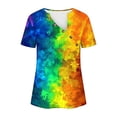 thumbnail image 4 of Hyknon Pride Shirt for Women Summer Fashion Short Sleeved V-neck Buttons LGBT Blouses Casual Tie-dye Printed Loose Fit Inspirational Equality Tops, S-5XL, 4 of 5