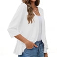 thumbnail image 5 of Womens Casual Open Front Cardigans Lightweight Soft Summer Draped Ruffles 3/4 Sleeve Cardigan, 5 of 7