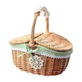 thumbnail image 2 of Wicker Picnic Basket Practical Storage Basket for Parties Outdoor Sandwiches Medium, 2 of 9