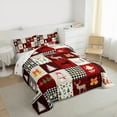 thumbnail image 3 of Homewish Santa Claus Snomman Bedding Comforter Set,Kawaii Christmas Reindeer Twin Comforter Sets,Modern Geometric Plaid Bedding Set For Girls Kids,Luxury Bedroom Decor Reversible,2-Piece, 3 of 8