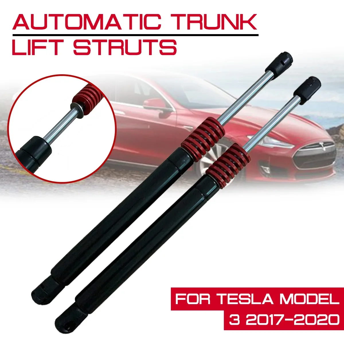 Pair Of Rear Hatch Lift Support Struts – 14.5" Extended, 9.5" Compressed, 40 LB Pressure, Ball Socket Ends - View #2