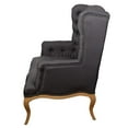 thumbnail image 4 of Fabric Upholstered Wooden Settee with Button Tufted Wingback Design Backrest, Gray and Brown, 4 of 4